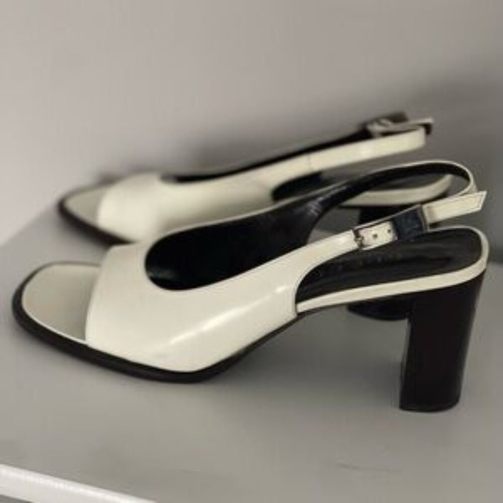 Gucci White Leather Sling Back Pumps / Heels Size 5.5